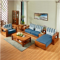 作木坊 实木沙发组合布艺胡桃木中式家具套装组合S303 组合1(3人位 贵妃位)2.76m