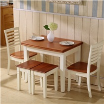 诗菲亚 餐桌椅组合套装折叠实木餐桌地中海美式乡村小户型烤漆饭桌 白 海棠色 单张餐桌（自提）