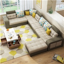 乐巢 沙发 布艺沙发组合可拆洗大户型 客厅家具6JT 六件套尊贵版 颜色备注