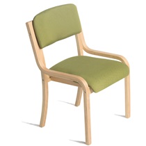 简域 餐桌椅子实木餐椅 木质餐厅椅子 靠背椅洽谈椅 书桌凳子休闲餐椅 简约HLM-1060 原木绿色细纹布艺 