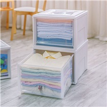 日本爱丽思IRIS塑料抽屉式大号收纳箱透明环保衣物收纳盒可叠加储物箱BC-500D 三个装 