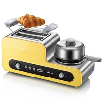 小熊（bear）烤面包机 全自动家用多士炉 不锈钢吐司机早餐机烤面片2片DSL-A02V1 全不锈钢多功能三明冶机 煎蛋烤馒头 可控温 防卡设计