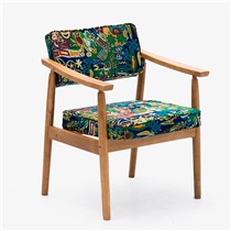 餐椅实木椅子带扶手书房休闲椅布艺欧式咖啡餐桌椅子 HLM-4037 本架缤纷蓝