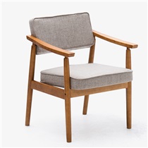餐椅实木椅子带扶手书房休闲椅布艺欧式咖啡餐桌椅子 HLM-4037 本架平板麻布