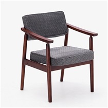 餐椅实木椅子带扶手书房休闲椅布艺欧式咖啡餐桌椅子 HLM-4037 棕架黑白点绒