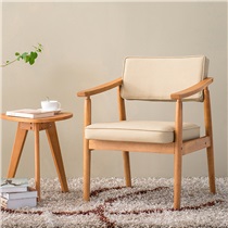 餐椅实木椅子带扶手书房休闲椅布艺欧式咖啡餐桌椅子 HLM-4037 本架浅驼纹PU