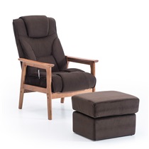 沙发椅靠背椅带脚凳现代简约休闲椅家用实木椅子成人躺椅老人椅 红橡色棕色象皮绒