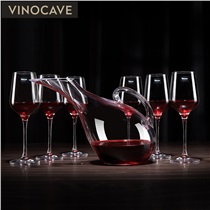 Vinocave红酒水晶酒杯 葡萄酒高脚杯 分酒器酿酒器 醒酒酒具套装 780毫升酒杯6支 天鹅醒酒器