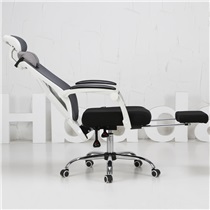 (Hbada)电脑椅 办公椅子家用座椅可躺电竞椅转椅 白色带脚托