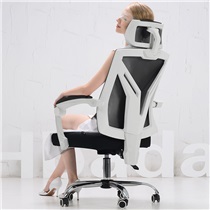 (Hbada)电脑椅 办公椅子家用座椅可躺电竞椅转椅 白色无脚托