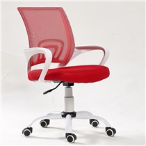 藤之美 电脑椅家用 网布休闲办公椅 简约创意学生学习升降转椅 白框红色