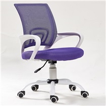 藤之美 电脑椅家用 网布休闲办公椅 简约创意学生学习升降转椅 白框紫色
