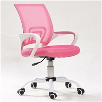 藤之美 电脑椅家用 网布休闲办公椅 简约创意学生学习升降转椅 白框粉色