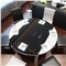 木祺家家居 折叠餐桌椅组合 现代简约伸缩圆餐台烤漆钢化玻璃餐桌 1.2米餐桌 6张餐椅