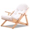 实木躺椅休闲椅懒人户外午休沙滩椅折叠便携阳台椅沙发椅 榉木沙滩椅-白色（可拆洗） 脚凳