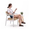 餐椅实木椅子带扶手书房休闲椅布艺欧式咖啡餐桌椅子 HLM-4037 本架果绿PU