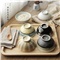 INSCRIPTION 创意个性日式和风古朴窑变陶瓷陶艺特色餐厅手绘餐具米饭碗小汤碗 黑卷边