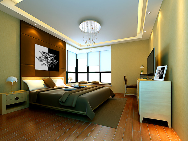 现代简约风格卧室吊顶装修效果图-现代简约风格床头柜图片
