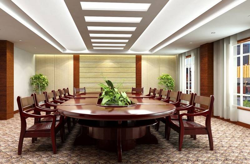 新中式风格会议室背景墙装修效果图-新中式风格办公椅图片