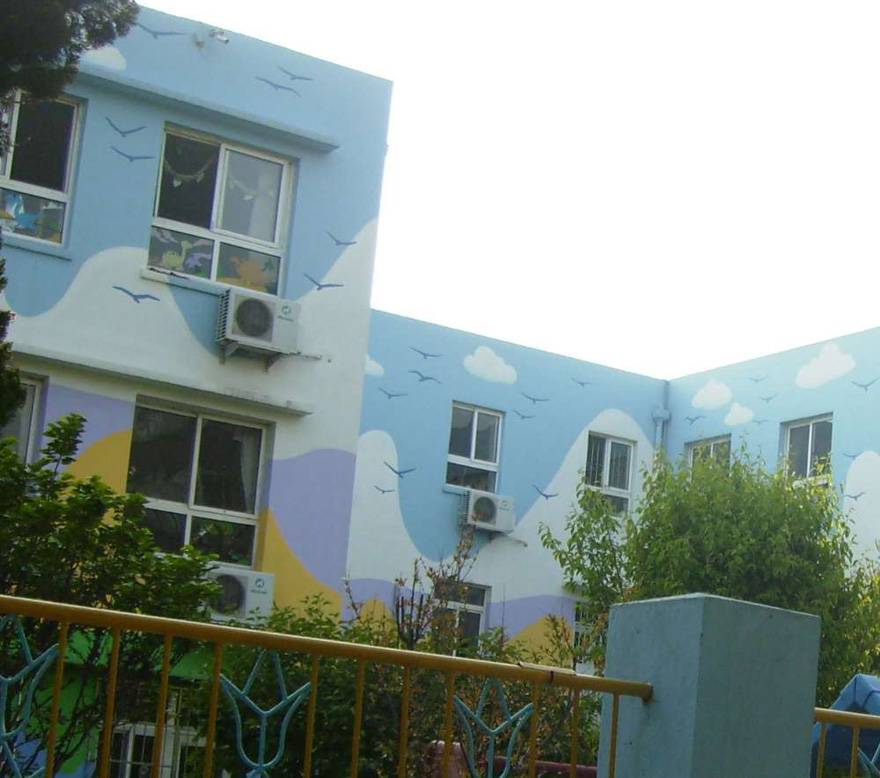 幼儿园外墙彩绘背景墙装修图片