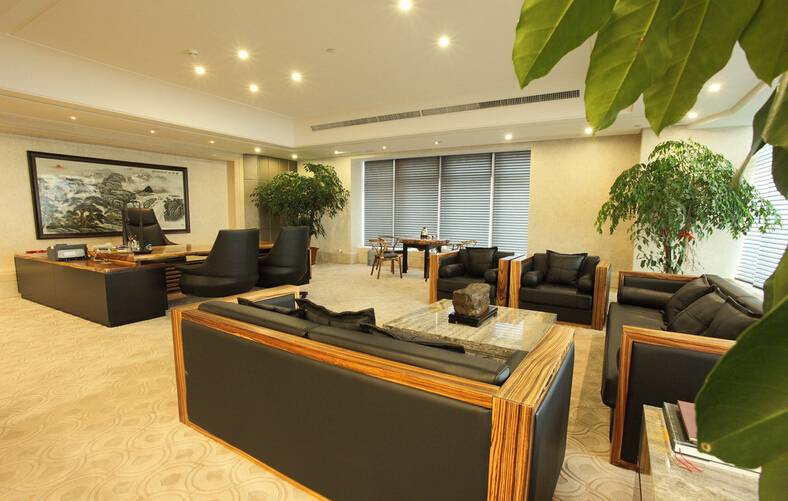 新中式风格董事长办公室装修图片-新中式风格办公沙发
