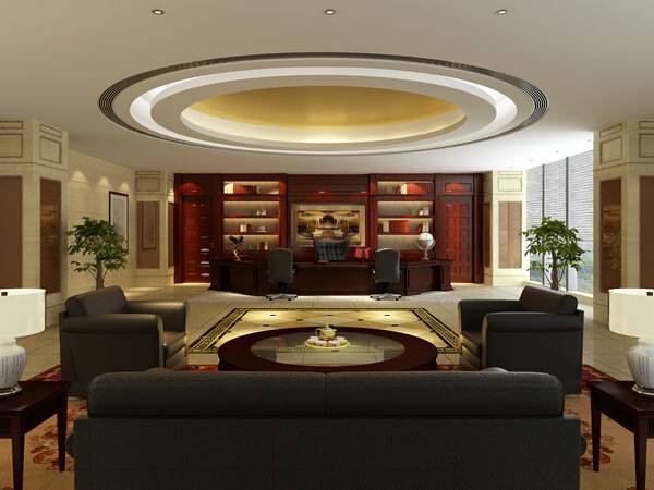 现代风格董事长办公室装修效果图-现代风格办公沙发图片